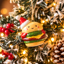 Load image into Gallery viewer, Ceramic Happy Burger With Santa Hat Ornament - Derbyshire Gift Centre
