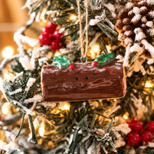 Load image into Gallery viewer, Ceramic Happy Yule Log Ornament