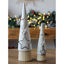 Load image into Gallery viewer, Stoneware Ceramic Natural Glaze Santa Holding Metal Star Ornament - Various Sizes