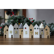 Load image into Gallery viewer, Large Wooden Christmas Block Sign With Knitted Hats