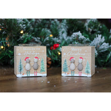 Load image into Gallery viewer, Pebble People Wooden Festive Candle Holders With Glass Insert - Various Designs