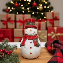 Load image into Gallery viewer, Rustic Look Glazed Ceramic Snowman Ornament