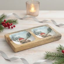 Load image into Gallery viewer, Mango Wood Festive Highland Cow Double Serving Tray