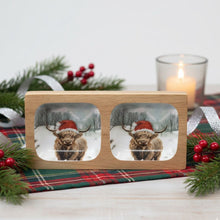 Load image into Gallery viewer, Mango Wood Festive Highland Cow Double Serving Tray