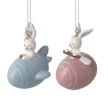 Load image into Gallery viewer, Resin Hanging Bunny In Airplane or Boat Ornament - Various Colours