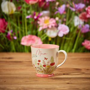 'Mum' Ceramic Mug With Hand Painted Wildflowers