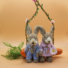 Load image into Gallery viewer, Bristle Bunnies Hanging On Carrot Swing