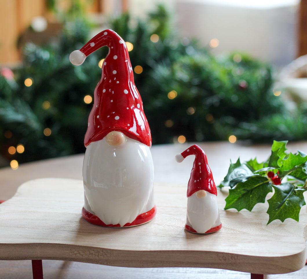 Ceramic Santa With Spotty Hat Ornament - Various Sizes