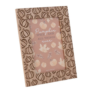 Pumpkin Pattern Engraved Wooden Photo Frame - 4 x 6