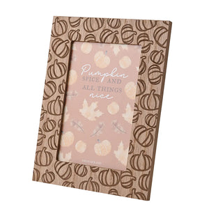 Pumpkin Pattern Engraved Wooden Photo Frame - 4 x 6