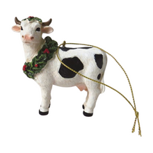Load image into Gallery viewer, Resin Festive Cow Christmas Tree Ornament
