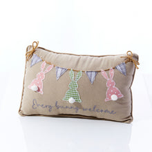 Load image into Gallery viewer, &#39;Every Bunny Welcome&#39; Natural Look Decorative Cushion With Embroidery &amp; Applique
