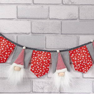 Festive 3D Red, White & Grey Gonk Bunting