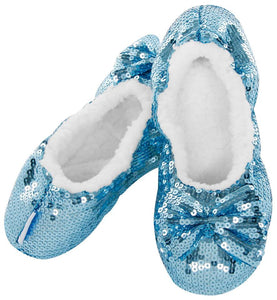 Snoozies Sequin Slippers - Blue - Derbyshire Gift Centre