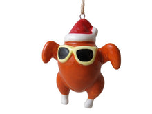 Load image into Gallery viewer, Ceramic Christmas Turkey Ornament With Santa Hat &amp; Sunglasses
