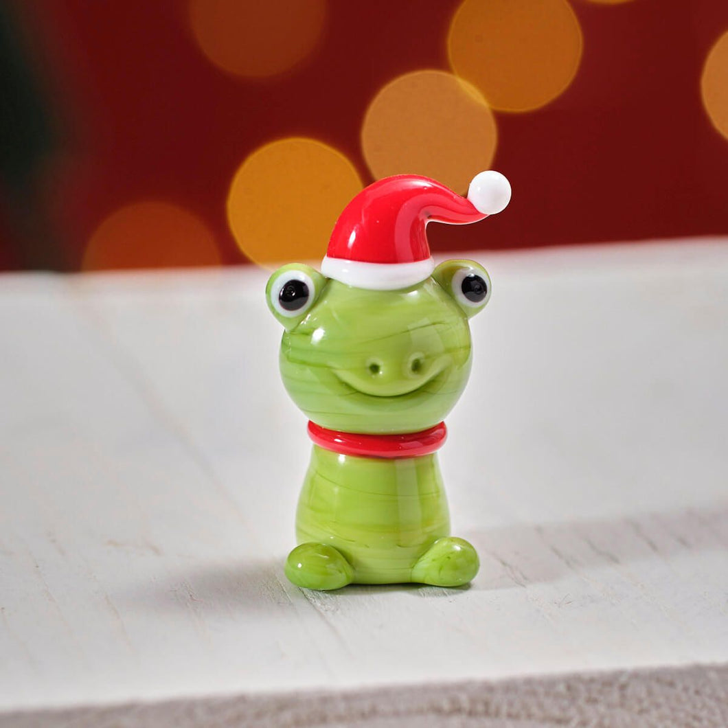 Handblown Glass Happy Christmas Frog Decoration