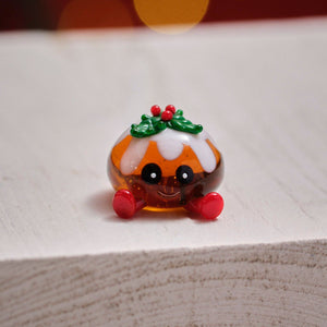 Handblown Glass Happy Christmas Pudding Decoration