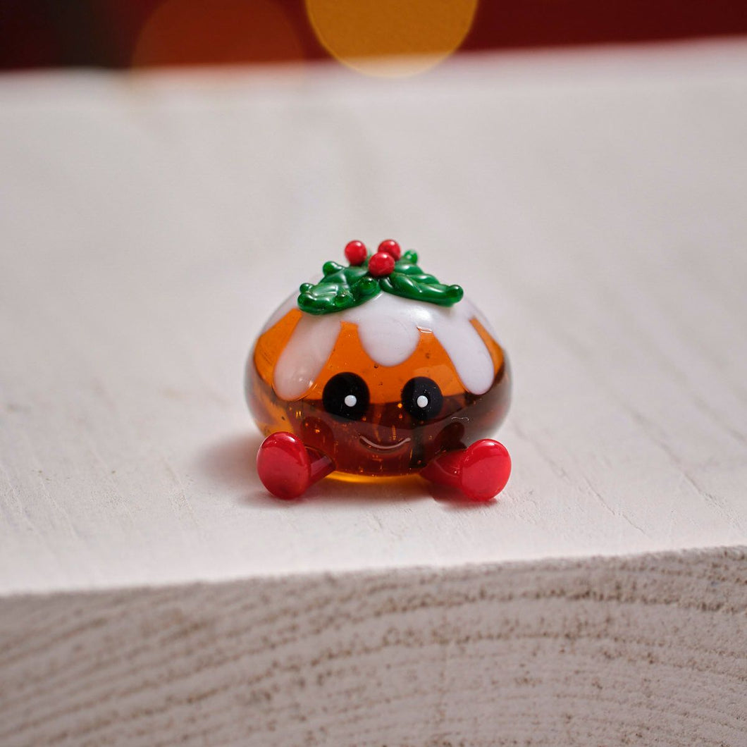 Handblown Glass Happy Christmas Pudding Decoration