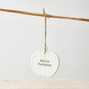 'Hello Pumpkin' Porcelain Embossed Pumpkin