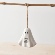 Load image into Gallery viewer, &#39;Trick or Treat&#39; Ceramic Ghost Ornament
