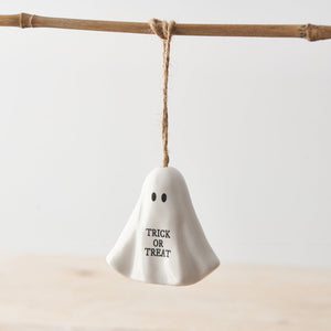 'Trick or Treat' Ceramic Ghost Ornament