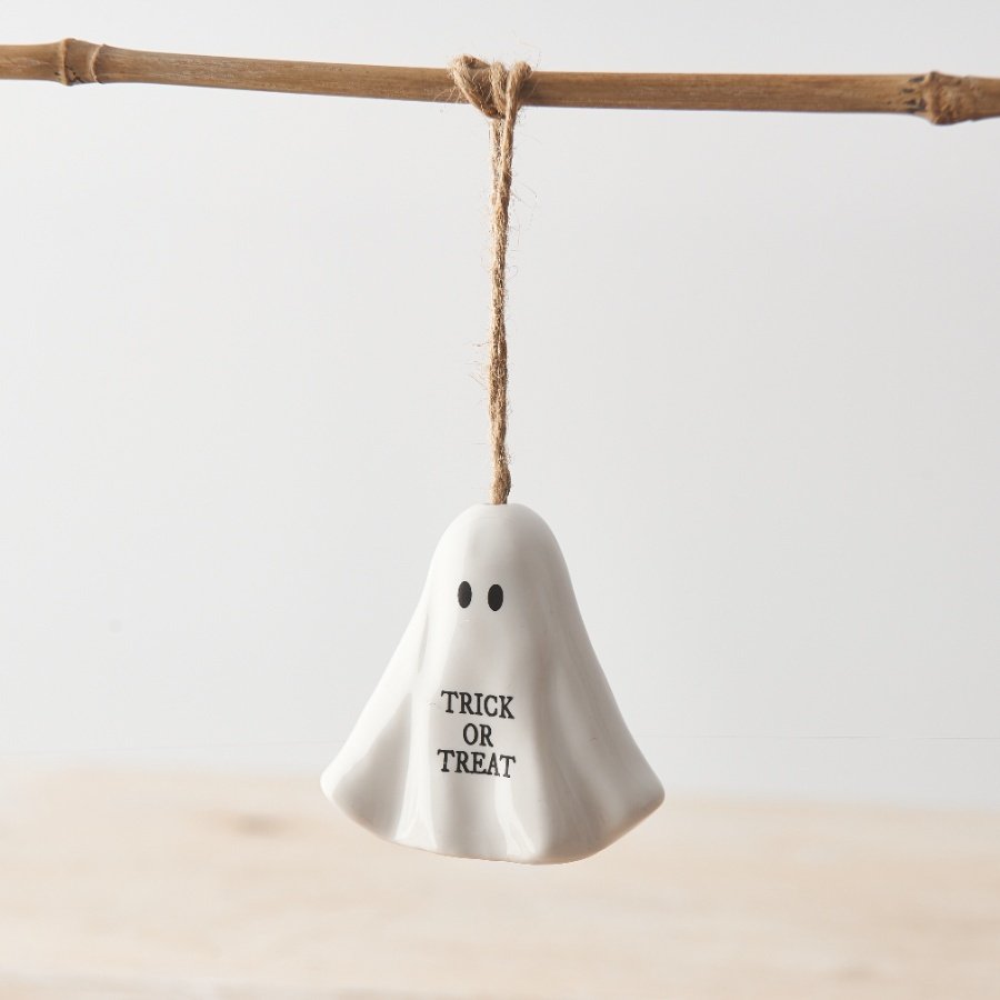 'Trick or Treat' Ceramic Ghost Ornament