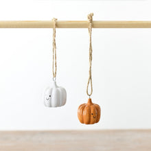 Load image into Gallery viewer, Orange Ceramic Smiling Happy Pumpkin Ornament
