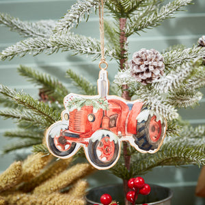 Tin Tractor Christmas Tree Ornament