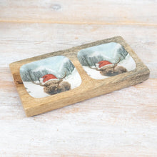 Load image into Gallery viewer, Mango Wood Festive Highland Cow Double Serving Tray
