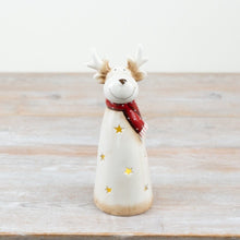 Load image into Gallery viewer, Ceramic LED Light Up Reindeer Decoration With Cut Out Stars
