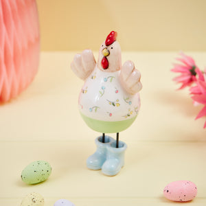 Ceramic Chicken Ornament With Wellies