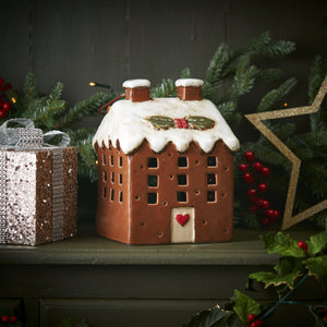 Large Gingerbread House Ceramic Christmas House Candle Holder