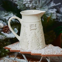 Load image into Gallery viewer, &#39;Let It Snow&#39; Ceramic Jug With Raised Textured Trees
