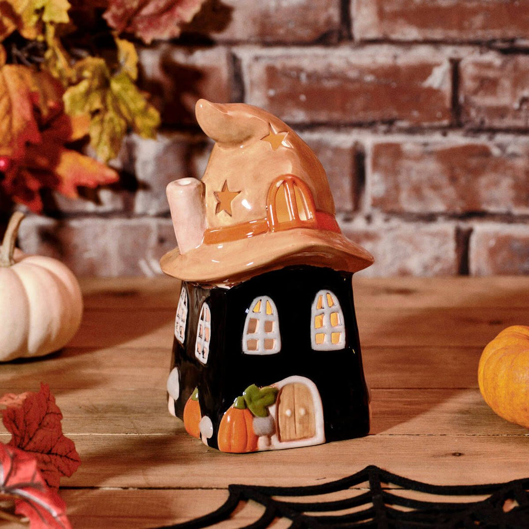 Ceramic Witches Hat Cut Out Tealight Holder