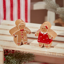 Load image into Gallery viewer, Ceramic Gingerbread Couple Salt &amp; Pepper Shaker Set
