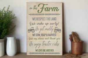 'On This Farm' Wooden Sign