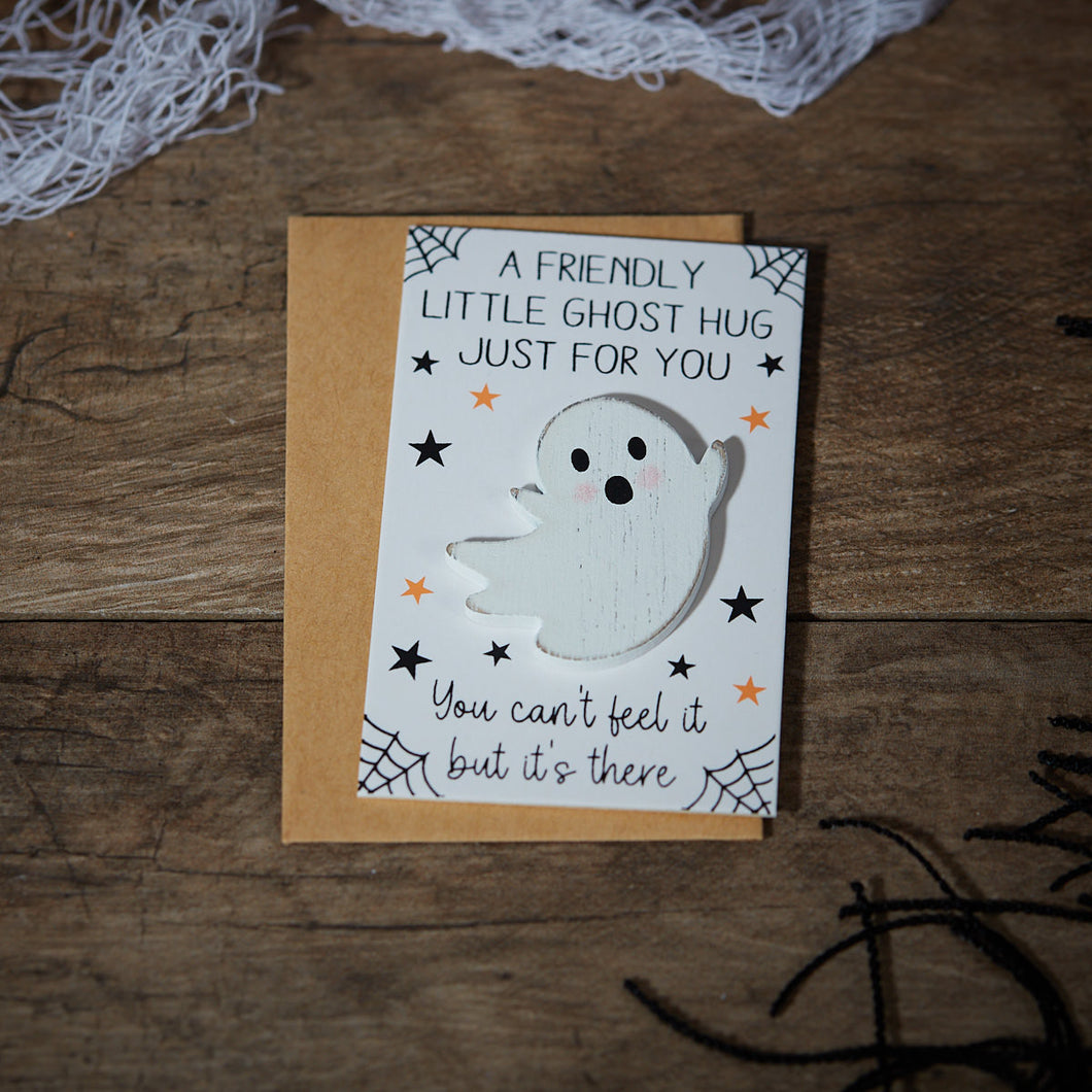 Small Wooden Ghost Pocket Hug Card