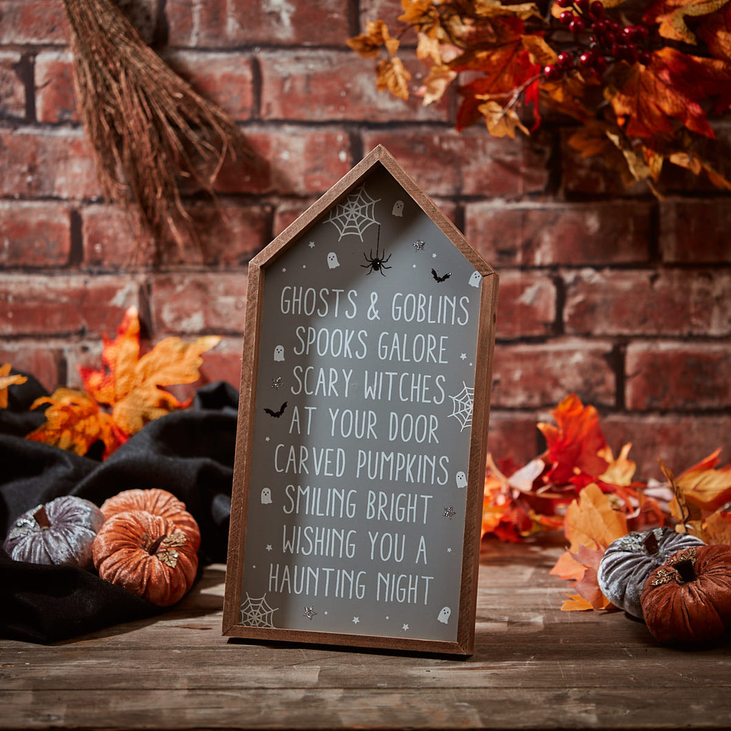 Wooden Spooky House Framed Plaque