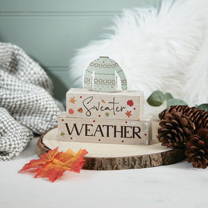 'Sweater Weather' Wooden Block Ornament