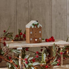 Load image into Gallery viewer, Christmas Pudding Wooden House Block With Holly
