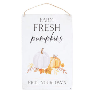 'Farm Fresh Pumpkins' Hanging Metal Sign
