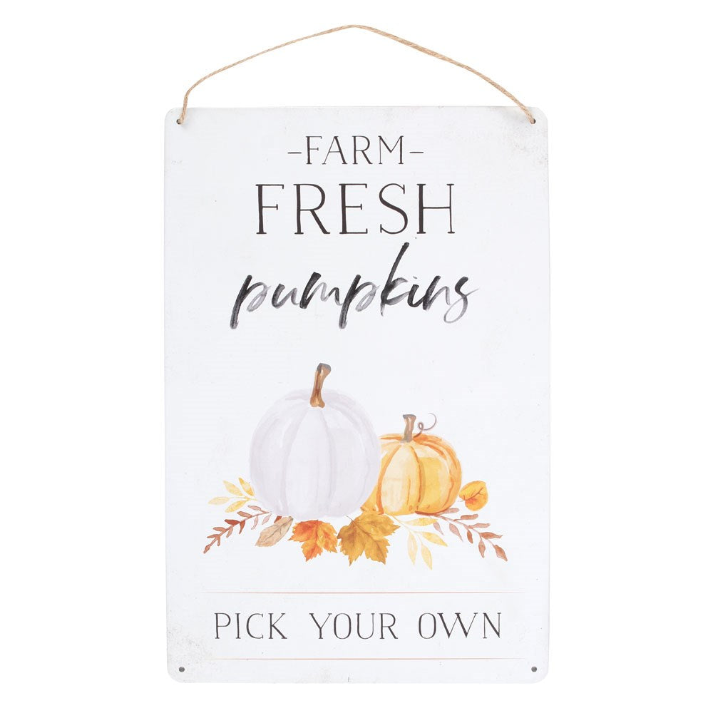 'Farm Fresh Pumpkins' Hanging Metal Sign