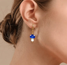 Load image into Gallery viewer, Isles &amp; Stars Glass Mushroom Drop Earrings - Red
