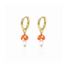 Load image into Gallery viewer, Isles &amp; Stars Glass Mushroom Drop Earrings - Orange
