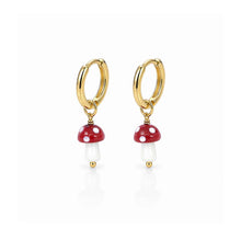 Load image into Gallery viewer, Isles &amp; Stars Glass Mushroom Drop Earrings - Red
