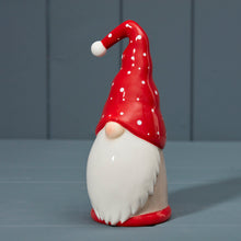 Load image into Gallery viewer, Ceramic Santa With Spotty Hat Ornament - Various Sizes

