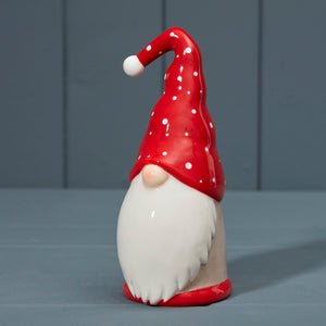 Ceramic Santa With Spotty Hat Ornament - Various Sizes