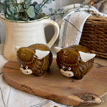 Load image into Gallery viewer, Highland Cow Ceramic Salt &amp; Pepper Shaker Set - Derbyshire Gift Centre
