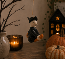 Load image into Gallery viewer, Hanging Ceramic Witch Halloween Ornament
