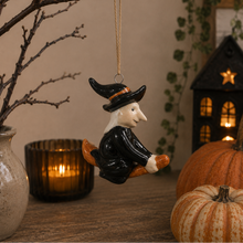 Load image into Gallery viewer, Hanging Ceramic Witch Halloween Ornament
